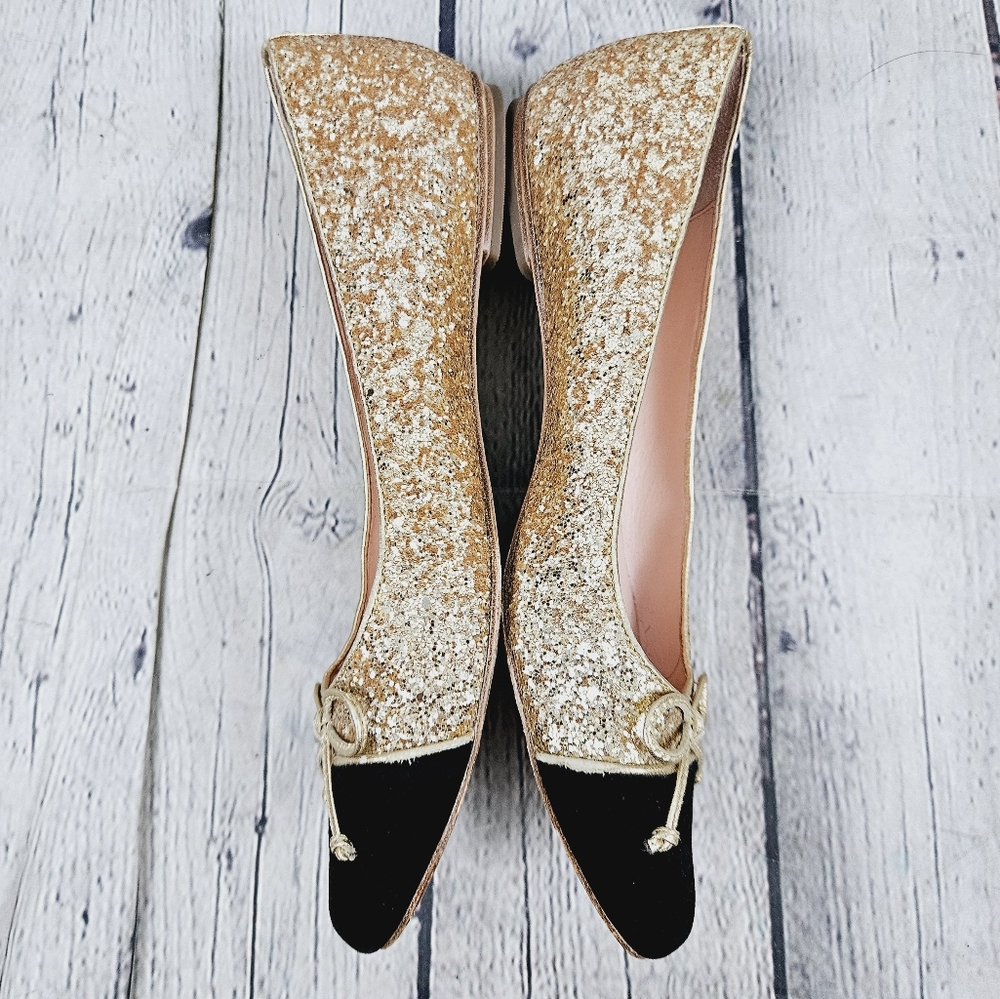 KATE SPADE | Nella glitter sparkle bow cap toe slip-on ballet flats - Picture 3 of 11